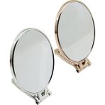Oval 6.5 İnç=16.5x13cm Makyaj Aynası Çift Taraflı Bronz - Gümüş Pls.çerçeve Katlanır Ayaklı