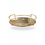 Oval Aynalı Dekoratif Tepsi, Altın Metal Çerçeve, 36x22cm, banyo Organizatörü, Krom Kaplama