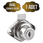 Oval Çekmece Kilidi Anahtarlı Dolap Mobilya Kilidi(Oval) - Krom - OVAL - 1 ADET