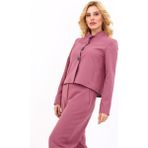 Oval Dik Yaka Kısa Ceket-Rose - 40