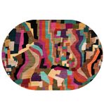 Oval Geometrik Çok Renkli Soyut Koridor Halısı 70 x 120 cm Yıkanabilir Kaymaz Halı Giriş Yolu Oturma Odası Yatak Odası ve Şömine Dekoru için