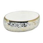 Oval Gold Desenli Tezgah Üstü Seramik Çanak Lavabo - Beyaz-Gold