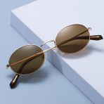 Oval Güneş Gözlüğü Sarı Çerçeve Siyah Cam Unisex Sarı-Tek Ebat