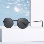 Oval Güneş Gözlüğü Sarı Çerçeve Siyah Cam Unisex Siyah-Tek Ebat