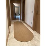 Oval Jüt Yuvarlak Hasır Görünümlü Klasik Halı Kilim - 80 x 200 cm - Bej