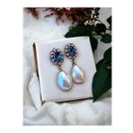 Oval Kristal Taşlı İnci Küpe