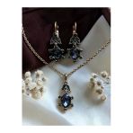 Oval Kristal Taşlı Kolye Ve Küpe Seti