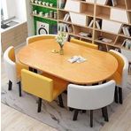 Oval Masa ve 6 Sandalyeli 7 Parça Modern Yemek Masası Seti, Şık Sehpa, Mutfak, Salon, Oturma Odası ve Toplantı Odası Mobilyaları için İdealdir.