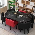 Oval Masa ve 6 Sandalyeli 7 Parça Modern Yemek Masası Seti, Şık Sehpa, Mutfak ve Oturma Odası Mobilyaları, Yemek ve Toplantı Odaları için Mükemmel