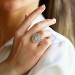 Oval Mekik Taşlı Sky Diamond Gümüş Yüzük