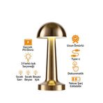OVAL - METAL MANTAR MASA LAMBASI DOKUNMATİK - RENKLİ TYPE-C ŞARJLI 3 FONKSİYONLU YL86-1231 (4604)