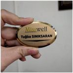 Oval Metal Yaka Isimliği - Gold - 6,7 x 4,5 cm