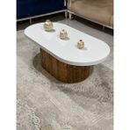 Oval Model 120X60 cm Kalın Kenarlı Orta Sehpa Ahşap Ayaklı - Ceviz