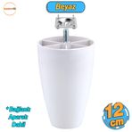 Oval Plastik Ayak 12 Cm Beyaz Mobilya Yükseltici Sehpa Kanepe Koltuk Ayağı Baza Ayakları Aparatlı