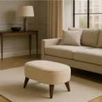Oval Puf Koltuk 53X35 Uzanma Koltuğu Makyaj Koltuğu - 53*35 - Krem - Kiremit