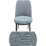 Oval Sandalye Kılıfı Retro Sandalye Örtüsü Lastikli Jakarlı Çubukdesen Tekli Küçük Boy Krem - Gri - 53 x 40 cm