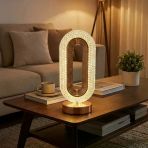 Oval Şeklinde Kristal Led Masa Lambası – Dokunmatik, 3 Renk Işık Modlu, Şarjlı Dekoratif Gece Lambası (2818)
