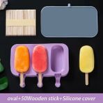 Oval Silikon Dondurma Kalıp Yeniden Kullanılabilir Popsicle Kalıpları Dıy Ev Yapımı Sevimli Karikatür Kalıp Buz Küpü Makinesi Kalıp Buz Küpleri Tepsi (Yurt Dışından) - Renkli