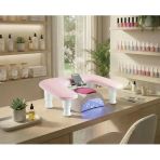 Oval U Tipi Telefon Standlı Ergonomik Manikür Sehpası Pembe Manikür Kol Desteği U2p
