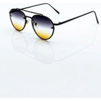Oval Unisex Güneş Gözlük Metal Çerçeve - Turuncu Degrade