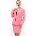 Oval Yaka Yandan Kuplu Klasik Ceket-Pembe - 36