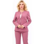 Oval Yaka Yandan Kuplu Klasik Ceket-Rose - 40