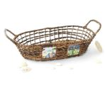 Oval Yayvan Hasır Sepet Kumsalda Şarap Keyfi Büyük 44x23,5 cm
