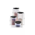 Oval Yuvarlak Kuru Gıda Saklama Kabı 4'lü 200-440-650-890ML Siyah