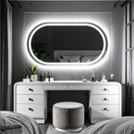 Ovanta Led'li Lazer Kumlamalı Lavabo & Banyo Aynası (Dokunmatik Sensörlü) beyaz led 90 x 50