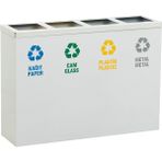 Ovata 4'lü Metal Sıfır Atık Kutusu Geri Dönüşüm Çöp Kovası + Pil Kutusu