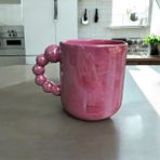 Ovazzo Ceramics Lüsterli Boncuk Kulplu Kupa - Pembe