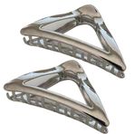 Ovche 2'li Paket Üçgen Metal Pençe Saç Tokası Kaymaz Şık Saç Kelepçesi Kalın Saçlar için Çene Tarağı Saç Tokası Saç Yakalama Dişleri Saç Yakalama Banyo, SPA, Yıkama, Makyaj için Kabarık Kavrama