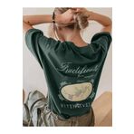 over head oh Kadın Nefti Yeşili Fructication Baskılı Oversıze T-shirt