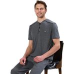 Over Sleep 1736 Erkek Kısa Kol Uzun Alt Yazlık Pijama Takım - Antrasit