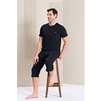 Over Sleep by Poleren Erkek Pijama Takımı Kapri & Bermuda Kısa Kol