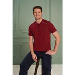 Over Sleep by Poleren Erkek Pijama Takımı Kısa Kol Düğmeli Yaka