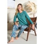 Over Sleep by Poleren Kadın Pijama Takımı Uzun Kol Mevsimlik Düğmeli