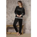 Over Sleep by Poleren Kadın Uzun Kollu Spor Kadife Kışlık Pijama Takımı