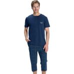 Over Sleep by Poleren Over Sleep 2381 Erkek Yazlık Süprem Büyük Beden Kapri Pijama Takım (L-Xl-Xxl-3xl) - Lacivert