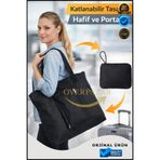 Overbazaar Katlanabilir Alışveriş Çantası Fermuarlı Kese İçine Katlanan Büyük Hacimli Seyahat & Market Çantası