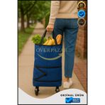 Overbazaar Tekerlekli Alışveriş Çantası – Katlanabilir - Hafif Taşıma Arabası – Pazar ve Market Çekçek Çanta