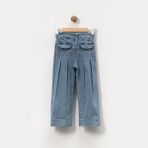 Overdo Kız Çocuk 5-8 Yaş Pileli Kot Pantolon - Renkli - 5 Yaş