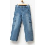 Overdo Kız Çocuk Kargo Cepli Wide Leg Kot Pantolon