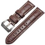 Overhil1s Saat Kordonu Deri, Deri Saat Kayışı 22 mm 24 mm Kalınlık El Yapımı Yumuşak Saat Kayışı Retro Çelik Tokalı (Kordon Rengi: Altın, Kayış Genişliği: 24 mm)