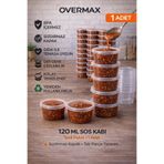 OVERMAX 1 Adet 120 ml Sızdırmaz Sos Kabı | Mini Saklama Kabı, Buzluk Kabı, Sosluk, Et & Kemik Suyu Kabı