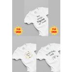 Overoz %100 Pamuk Teyze 3'lü Bebek Body Set Beyaz Çıtçıtlı Badi Teyze Yazılı Zıbın Üçlü 5159-5135-t-5124