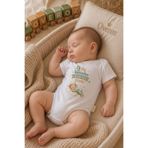 Overoz 9 Ay Bekledim Yazılı Bebek Zıbın Erkek Kız Bebek Body Çıtçıtlı Beyaz Kısa Kollu Badi Tulum Bebek Hediyelik 5683-9