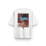 Overoz Beyaz Oversize Distant Sürreal Sırt Baskılı Oversize Yazılı Unisex Tişört 1348, M
