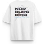 Overoz Beyaz Oversize Tshirt Nürburgring Sırt Baskılı T-shirt Oversize Yazılı Unisex Tişört 1206