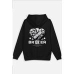 Overoz Broken Heart Kırık Kalp Sırt Baskılı Kapüşonlu Oversize Sweatshirt Siyah Hoodie